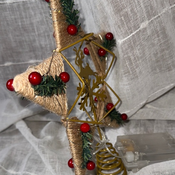Lotus Hills Christmas Star 9" Tree Topper Lights Rustic Deer Holly Snowflake NWT - Picture 3 of 12